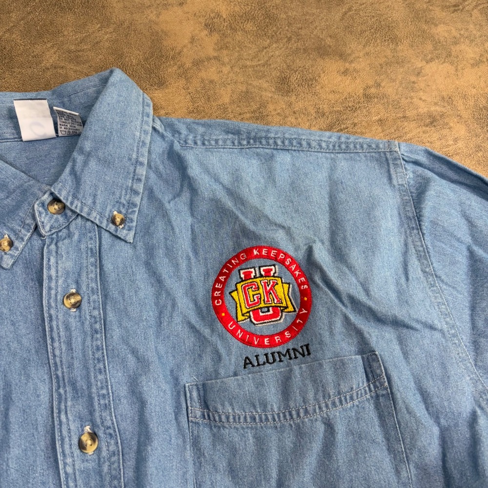Port & Co Denim Shirt Mens 3XL Blue Creating Keepsakes University Alumni CKU